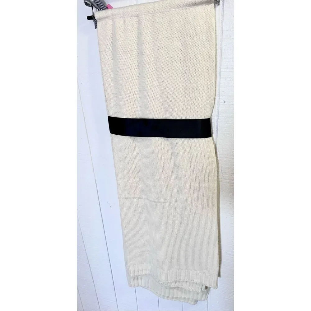 NWT MAGASCHONI Oversized Cream Knit Throw With 6 Rhinestone Skeleton Skulls